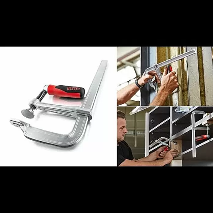 Bessey Schraubzwinge G20B8 - Spannweite: 200 mm, Spannkraft: 6.000 N, Ausladung: 80 mm - Original Ganzstahl-Schraubzwinge GZ-KG mit Klappgriff  |  BESSEY