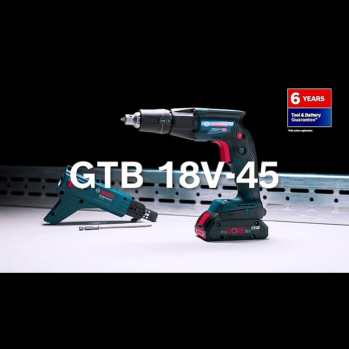 Bosch Professional AMPShare 18V Akku-Trockenbauschrauber GTB 18V-45 L (18 V, Ohne Akku, 6 Nm, Leerlaufdrehzahl 1. Gang: 4 500 U/min) | BAUHAUS