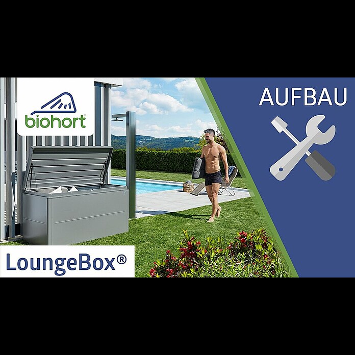 Biohort LoungeBox Gartenbox 200 (Silber Metallic, L x B x H: 200 x 84 x 88 cm, Stahl) | BAUHAUS