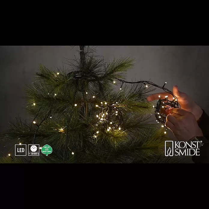 Konstsmide LED-Lichterkette Baummantel - Innen, Lichtfarbe: Bernstein, Anzahl Leuchtmittel: 240 Stk., Netzbetrieben - Weihnachtsbaumbeleuchtung - LED Baummantel mit Ring 2018