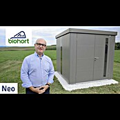 Biohort Neo Gerätehaus 2B (Außenbreite inkl. Dachüberstand: 236 cm, Außentiefe inkl. Dachüberstand: 236 cm, Stahl, Dunkelgrau Metallic, Doppeltür) | BAUHAUS
