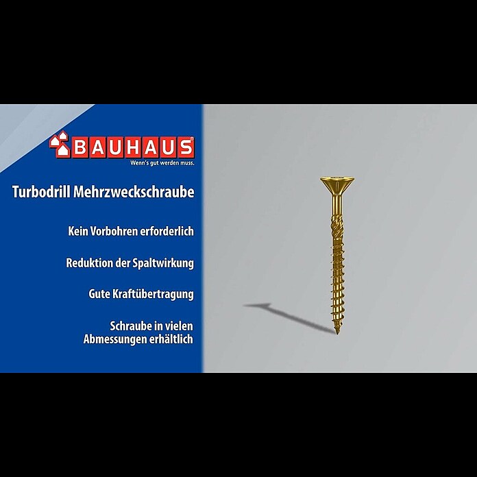 Profi Depot Mehrzweck-Schraube Turbo Drill (Ø x L: 4 x 30 mm, TX für TORX-Antriebe, Senkkopf, 200 Stk.) | BAUHAUS