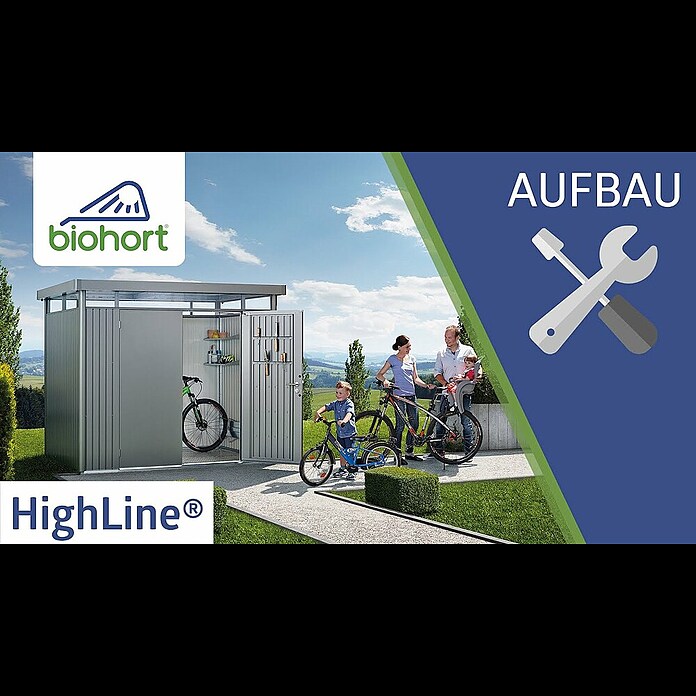 Biohort HighLine Gerätehaus H2 (Dunkelgrau Metallic, Doppeltür, Außenbreite inkl. Dachüberstand: 275 cm, Außentiefe inkl. Dachüberstand: 195 cm, Stahl) | BAUHAUS