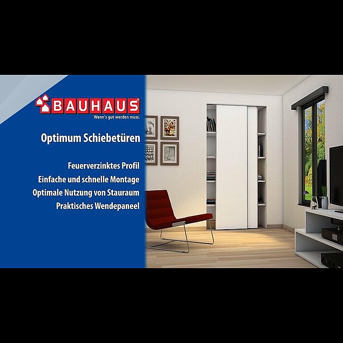 Optimum Schiebetür-Bau-Set (Weiß/Grau, 120 x 250 cm) | BAUHAUS