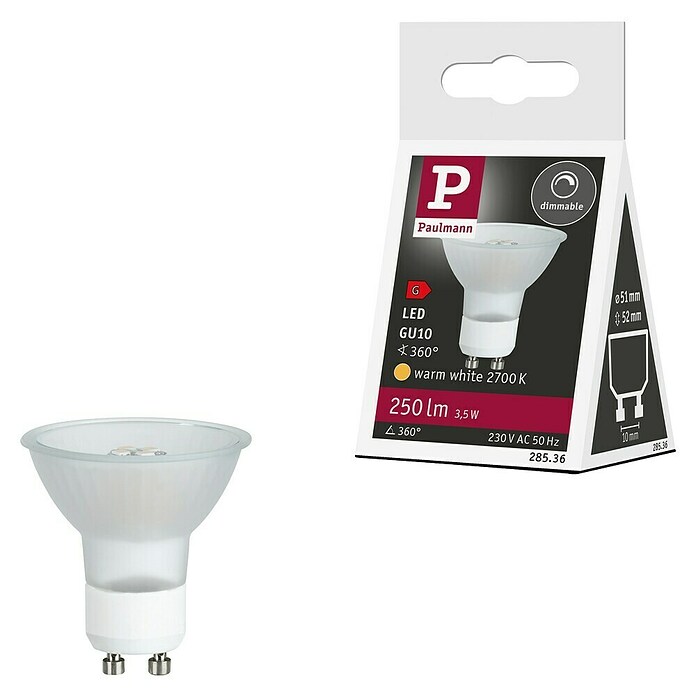 Paulmann LED reflektor (3,5 W, Postolje: GU10, Kut svjetlosnog snopa: 360°, Topla bijela)