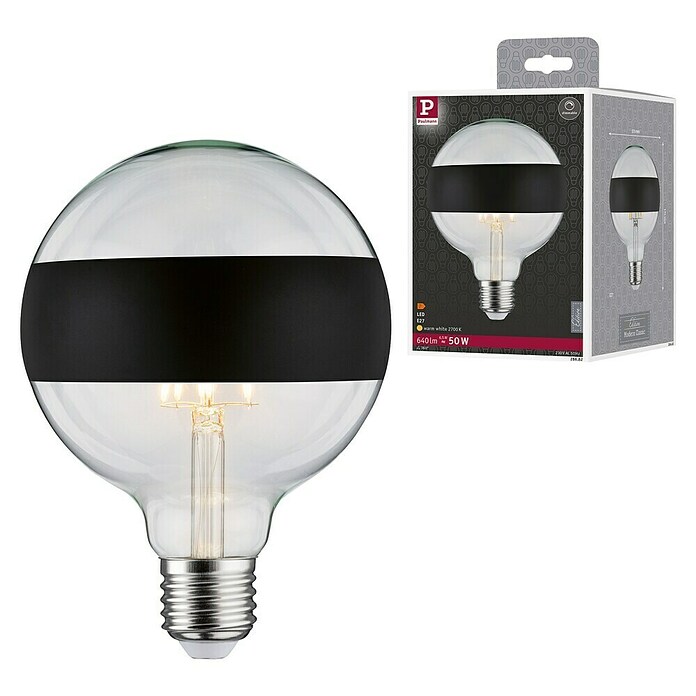 Paulmann Bombilla LED (E27, Blanco cálido, Claro/Negro)