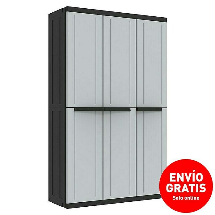 Terry Armario de PVC CLine (L x An x Al: 39 x 102 x 166,5 cm, Número de puertas: 3 ud., Carga límite balda: 20 kg, Gris/Negro) | BAUHAUS