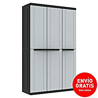 Terry Armario de PVC CLine (L x An x Al: 39 x 102 x 166,5 cm, Número de puertas: 3 ud., Carga límite balda: 20 kg, Gris/Negro)