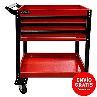 Fulmo Carro portaherramientas (L x An x Al: 68 x 45 x 90,5 cm, Acero, Rojo/Negro)