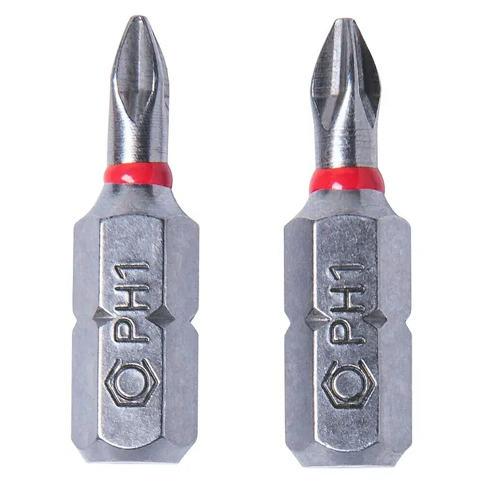 Connex Punta COXT973301 - PH 1, 25 mm - Dos puntas de destornillador PH1 de metal resistente con una banda roja para atornillar con precisión y una larga vida útil.