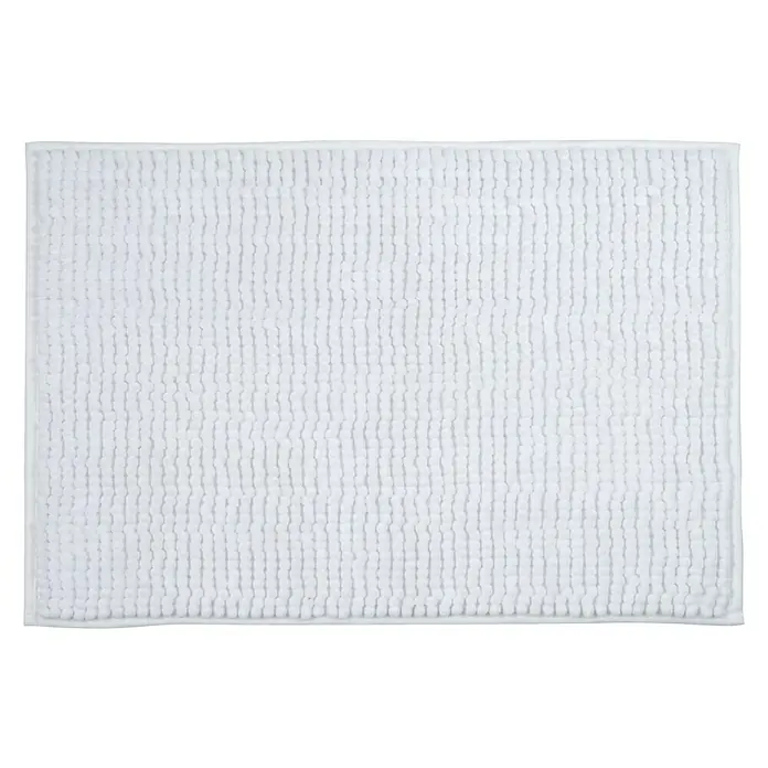 MSV Alfombra de baño Chenille - 60 x 40 cm, Poliéster, Blanco - Alfombra de baño rectangular blanca y suave con rayas verticales, que aporta confort y estilo a cualquier baño.