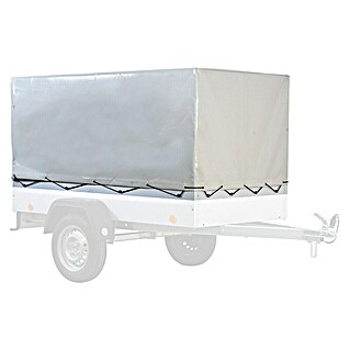 Abdeckplane mit Planengestell (80 cm, Grau, Passend für: Anhänger Tieflader TL-EU2 / TL-EB2, Kunststoff, Beschichtet)