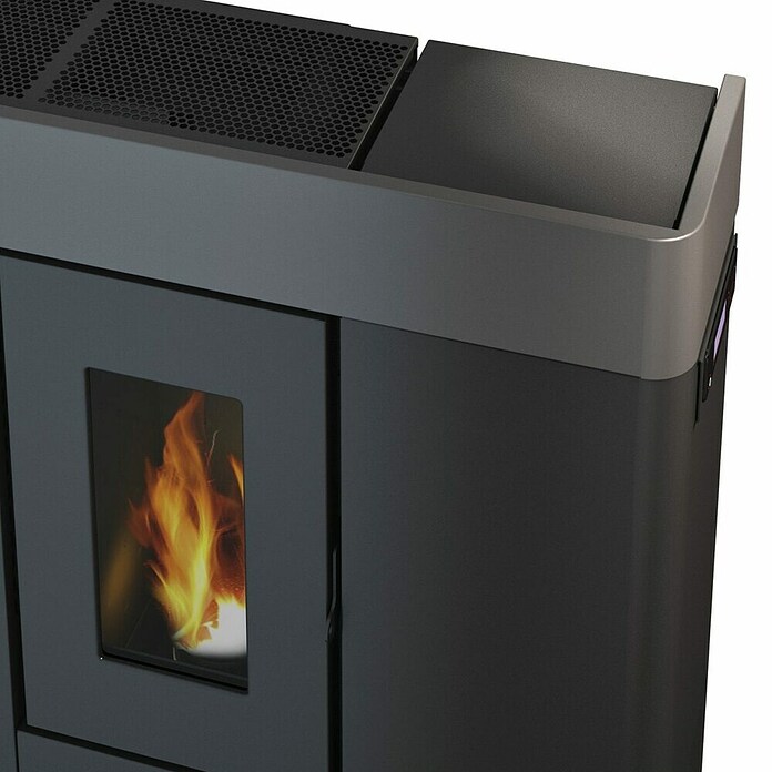 FreePoint Estufa de pellets Moon Wifi canalizable (10 kW, Volumen de calefacción: 86 m³ - 285 m³, Negro y plateado) | BAUHAUS