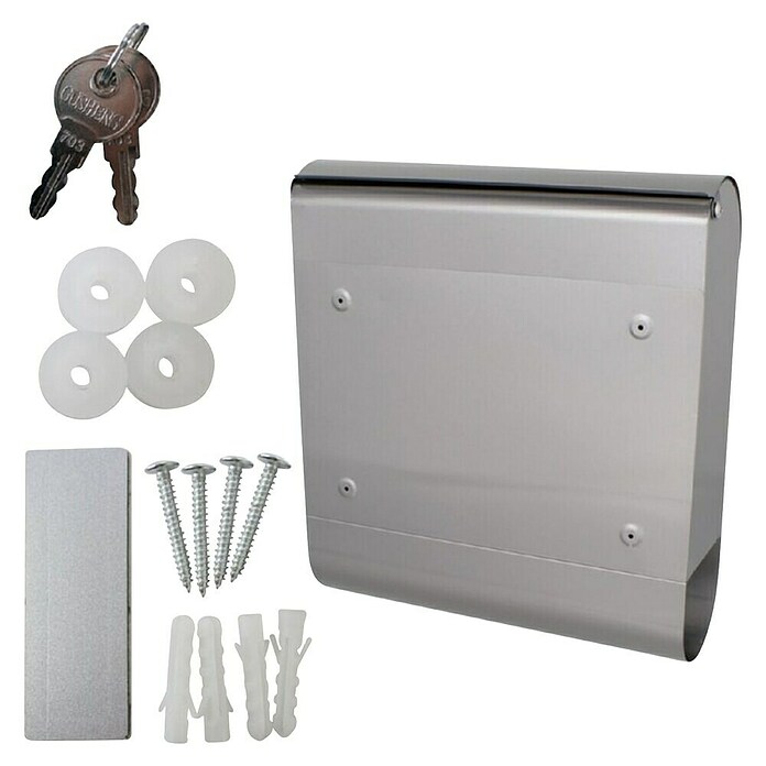 Rottner Stenski poštni nabiralnik Rondello  (Do x Š x V: 14 cm x 38,5 cm x 43,5 mm, Nerjavno jeklo, Srebrna) | 1347 - Briefkästen/Zeitungsboxen Metall | AAHE - Briefkästen/Zeitungsboxen | AAH - Sicherheit | AA - Eisenwaren | A - Eisenwaren | BAUHAUS