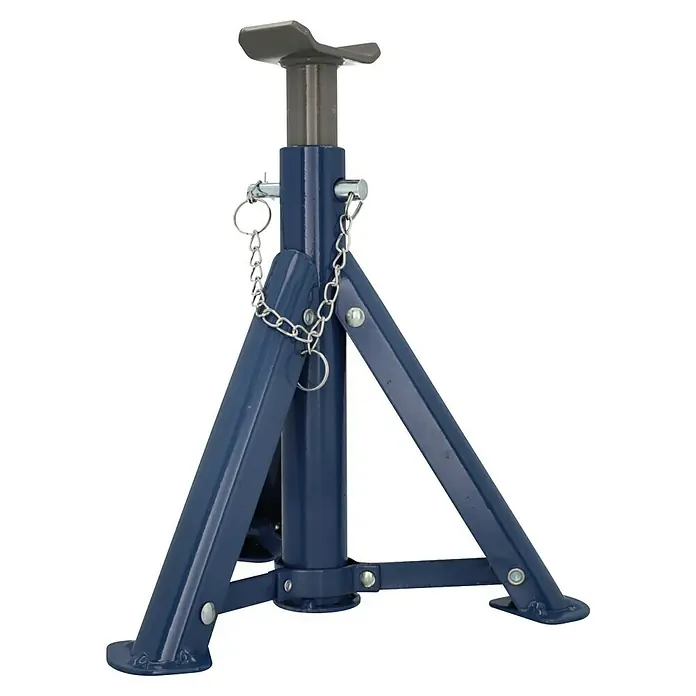Cartrend Unterstellbock - Teleskopierbar: 27,6 cm - 36,6 cm - Ein stabiler, blauer Wagenheber mit Dreibein für sicheres Anheben.