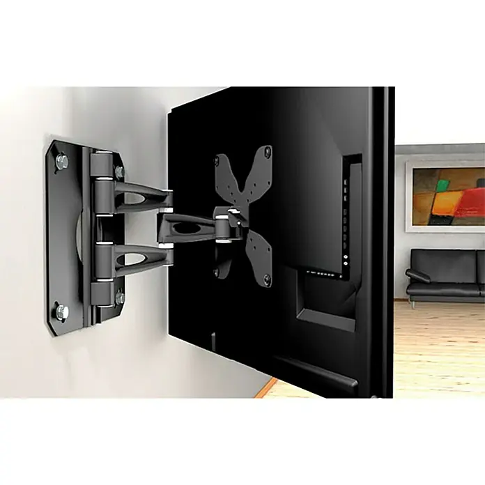 Fischer Duopower Set de tacos - Diámetro taco: 5 mm, Longitud taco: 25 mm, 80 ud., Apto para: Placas de yeso laminado - Imagen de un soporte de pared para TV giratorio, que ofrece un posicionamiento flexible del televisor para una visualización óptima.