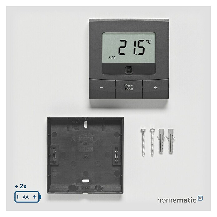 Homematic IP Funk-Raumthermostat HmIP-WTH-B (Anthrazit, Batteriebetrieben, 22 x 85 x 85 mm) | BAUHAUS