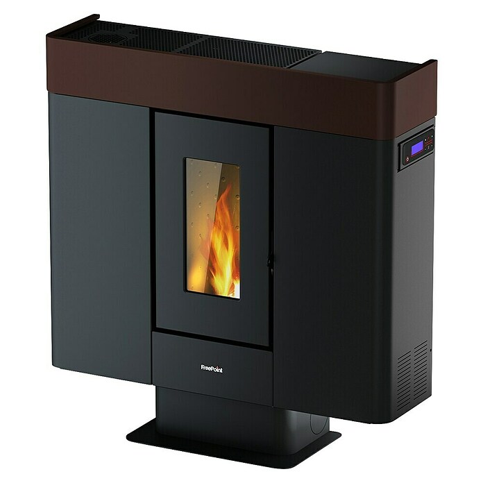 FreePoint Estufa de pellets Moon Wifi canalizable (10 kW, Volumen de calefacción: 86 m³ - 285 m³, Negro y moka) | BAUHAUS