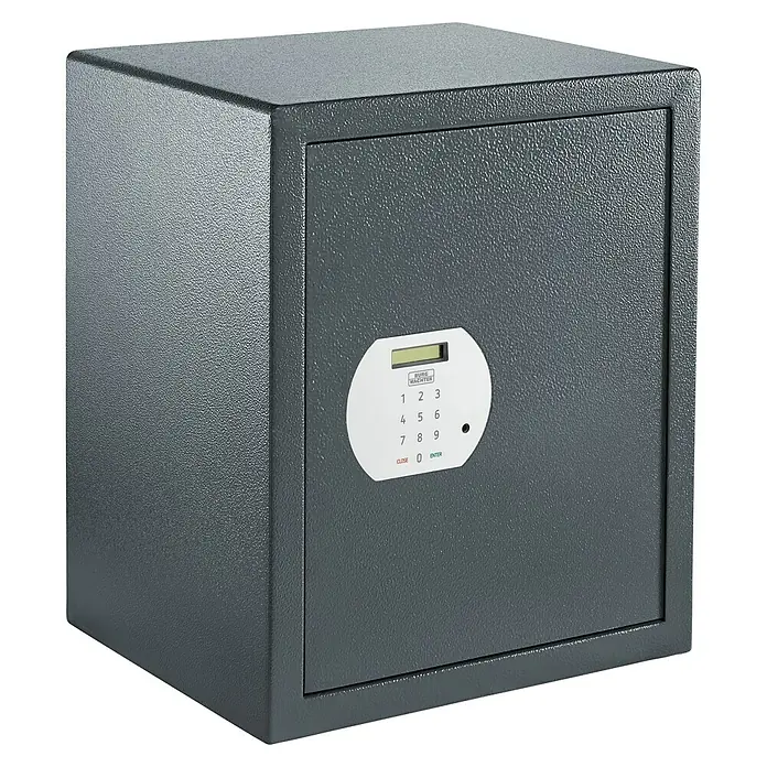 Burg-Wächter Möbeltresor PS 140E - L x B x H: 350 x 416 x 500 mm, Elektronisches Zahlenschloss - Grauer Tresor von Burg-Wächter mit elektronischem Zahlenschloss und Display. Ideal für die sichere Aufbewahrung von Wertsachen im Büro oder Zuhause.