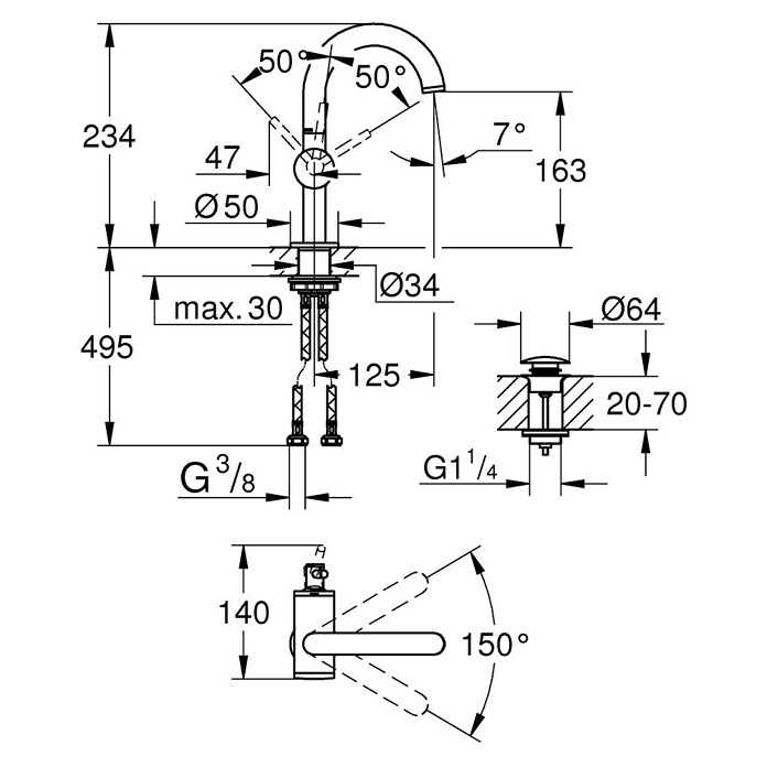Grohe Atrio Waschtischarmatur M-Size (Supersteel, Matt) | BAUHAUS 