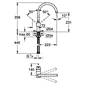 Grohe Spültischarmatur Minta (C-Auslauf, Velvet Black, Matt, Schwenkbar) | BAUHAUS