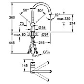 Grohe Spültischarmatur Minta (C-Auslauf, Chrom, Glänzend, Ausziehbar) | BAUHAUS