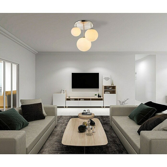 Globo Joel Lámpara colgante (60 W, Ø x Al: 25 x 44 cm, Plata, Plata) | BAUHAUS