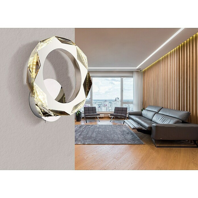 Globo Karilion Okrugla zidna LED svjetiljka  (8 W, Ø x V: 24 x 25,5 cm, Srebrna, Topla bijela) | BAUHAUS