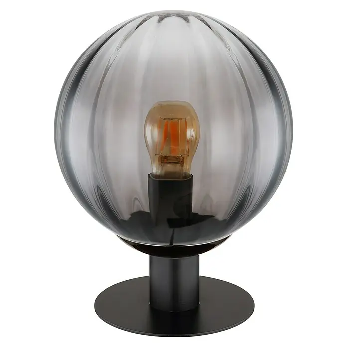 Globo Dallerta Tischleuchte - Ø x H: 23 x 29,5 cm, Schwarz matt, Rauch - Kugelförmige Tischleuchte mit Glaskörper und warm leuchtender Glühbirne, ideal als stimmungsvolle Beleuchtung.