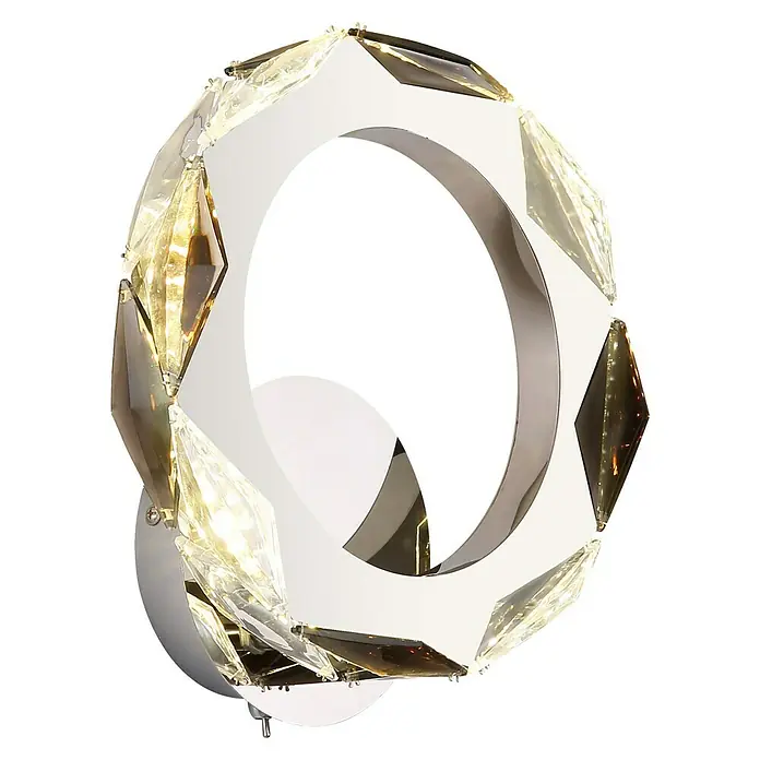 Globo Karilion LED-Wandleuchte rund - 8 W, Ø x H: 24 x 25,5 cm, Silber verchromt, Klar, Warmweiß - Moderne Wandleuchte mit Kristalldekor. Elegante Wandlampe, die durch ihr Design und die hochwertigen Kristalle eine edle Atmosphäre schafft.