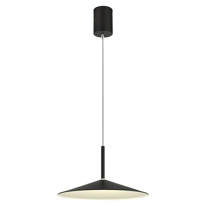 Globo LED-Pendelleuchte rund Lampone - 28 W, Ø x H: 48 x 150 cm, Schwarz matt - Moderne, schwarze Hängeleuchte mit einem flachen, runden Lampenschirm, der ein warmes, einladendes Licht spendet. Stilvolle Beleuchtungslösung.