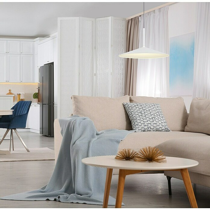Globo Lámpara colgante LED redonda Lampone (28 W, Ø x Al: 48 x 150 cm, Blanco, Blanco) | BAUHAUS