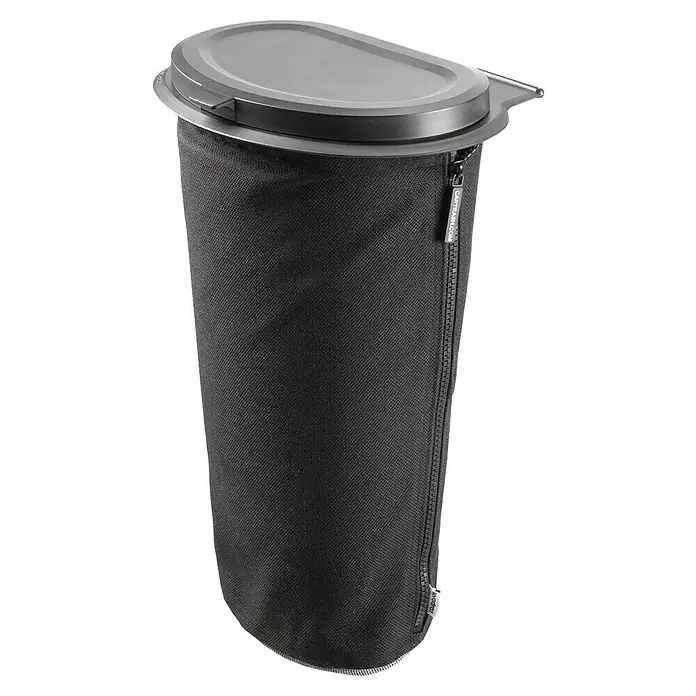 Yachticon Flextrash Mülleimer L - Fassungsvermögen: 9 l, Schwarz - Schwarzer Cartrash-Abfallbehälter mit Deckel und Reißverschluss für Auto oder Büro. Der Abfallbehälter ist robust und leicht zu reinigen.