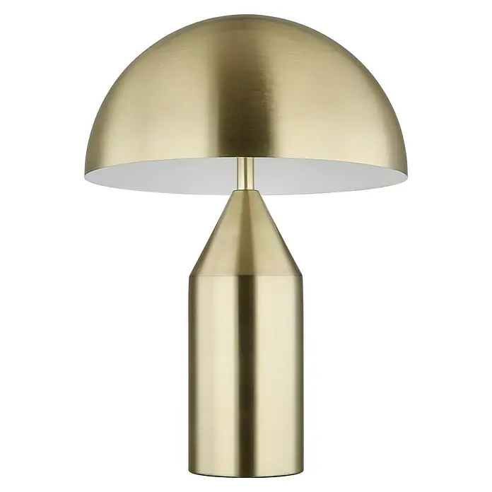 Globo Tischleuchte rund Atoma - 40 W, Ø x H: 30 x 39 cm, Messing - Elegante Tischleuchte in Goldoptik. Das Design besticht durch eine halbrunde Lampenschirm und einen zylindrischen Sockel.