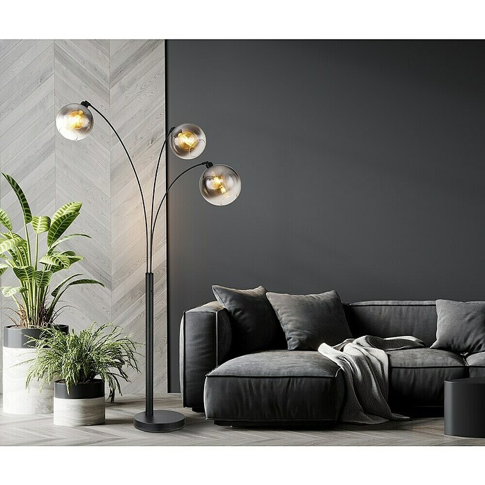 Globo Newcastle Lámpara de pie (60 W, Altura: 200 cm, Negro, Negro) | BAUHAUS