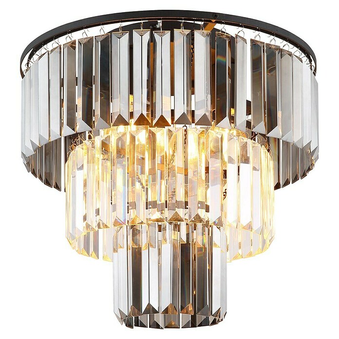 Globo Naxis Deckenleuchte rund (40 W, Ø x H: 40 x 33 cm, Amber, Schwarz matt) | BAUHAUS