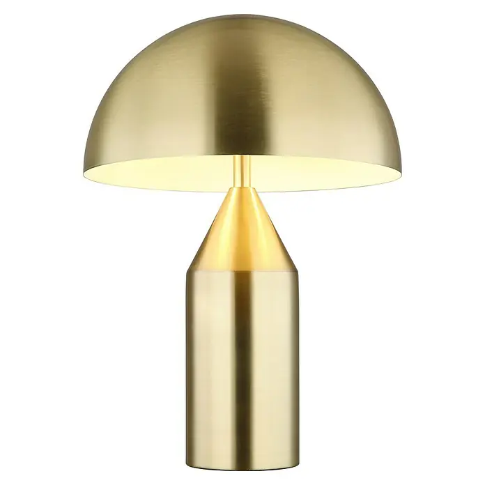 Globo Tischleuchte rund Atoma - 40 W, Ø x H: 30 x 39 cm, Messing - Elegante Goldlampe mit kuppelförmigem Schirm und zylindrischem Sockel. Perfekt für stilvolle Akzente im Raum.