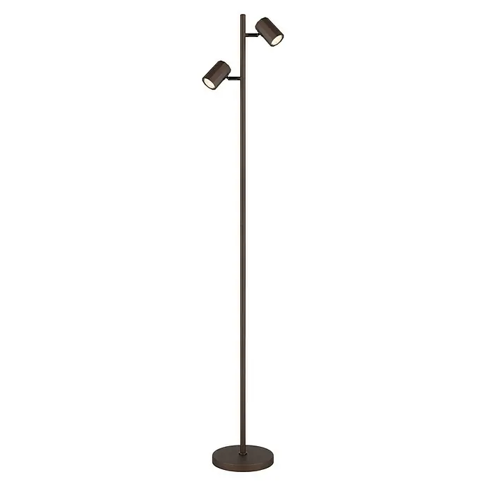 Globo James Stehleuchte - 40 W, Höhe: 158 cm, Bronzefarben matt - Elegante Stehlampe mit zwei justierbaren Spots in dunklem Bronze-Finish, die eine moderne und funktionale Beleuchtungslösung bietet.