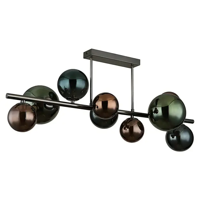 Globo Riha Deckenleuchte - 3,5 W, L x B x H: 87 x 30 x 38 cm, Grau matt, Warmweiß - Elegante Mehrflammige Pendelleuchte mit Kugeldesign in Braun- und Grüntönen, ein stilvolles Highlight für moderne Wohnräume.