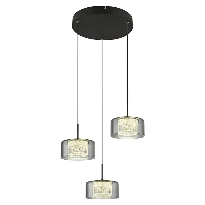 Globo LED-Pendelleuchte rund Fogsy - 24 W, Ø x H: 40 x 150 cm, Rauch, Schwarz, Warmweiß - Elegante Hängeleuchte mit drei Lichtquellen. Das moderne Design mit klaren Linien und warmem Licht sorgt für eine stilvolle Beleuchtung.