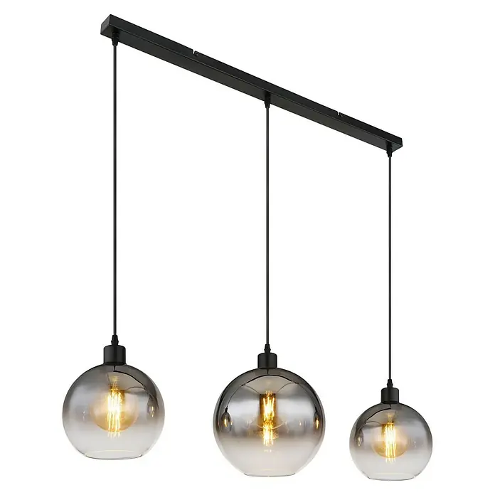 Globo Newcastle LED-Pendelleuchte - 60 W, L x B x H: 95 x 25 x 120 cm, Rauch, Schwarz matt - Elegante Pendelleuchte mit drei rauchfarbenen Glaskugeln und schwarzen Akzenten. Stilvolle Beleuchtung für jeden Raum.