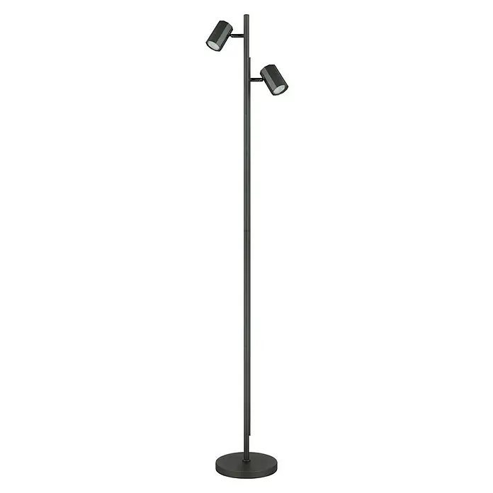 Globo James Stehleuchte - 5 W, Höhe: 158 cm, Grau matt - Elegante Stehlampe mit zwei verstellbaren Strahlern für flexible Beleuchtung, ideal für Wohn- oder Arbeitsbereich.