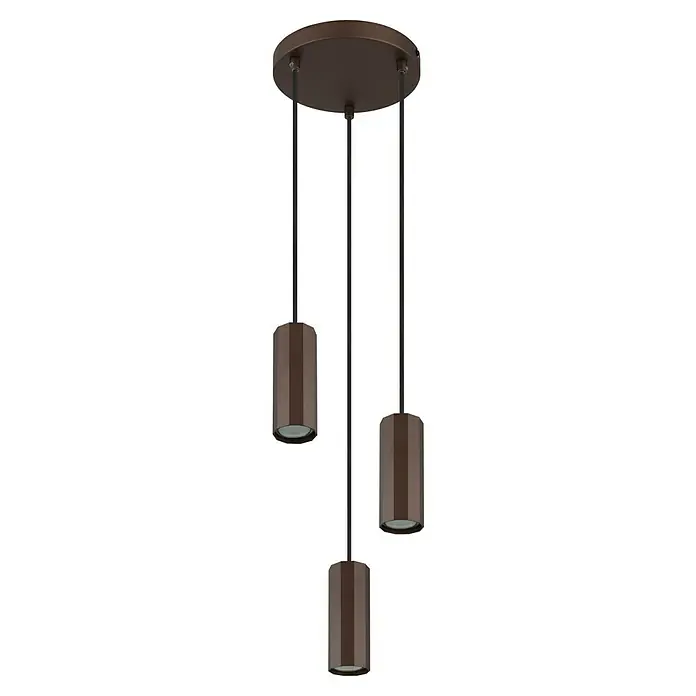 Globo James Pendelleuchte - 25 W, Ø x H: 20 x 120 cm, Bronzefarben matt - Eine moderne, dreiflammige Pendelleuchte in Braun, die ein stilvolles Ambiente schafft und jeden Raum aufwertet.