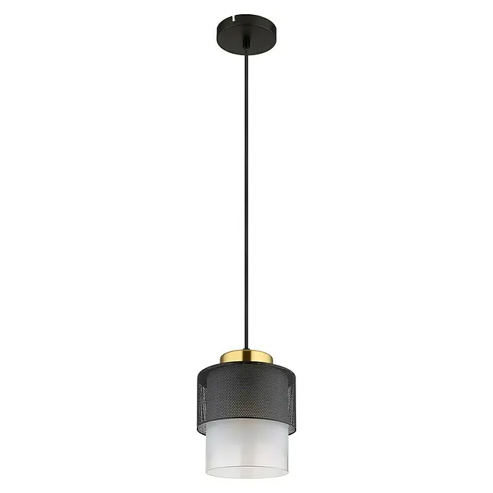 Globo Pendelleuchte Olga - 60 W, Ø x H: 18 x 120 cm, Rauch, Schwarz matt - Die Pendelleuchte mit ihrem stilvollen Design aus schwarzem Metall und einem zylindrischen Lampenschirm ist ein echter Hingucker.