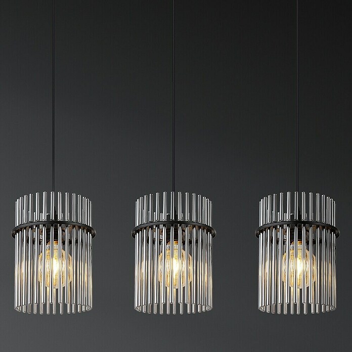 Globo Gorley LED-Pendelleuchte (60 W, L x B x H: 80 x 20 x 140 cm, Rauch, Schwarz matt) | BAUHAUS