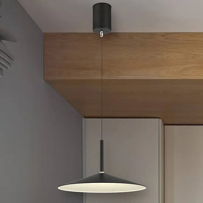 Globo LED-Pendelleuchte rund Lampone - 28 W, Ø x H: 48 x 150 cm, Schwarz matt - Elegante Hängeleuchte in Schwarz und Weiß. Die Leuchte besticht durch ihr schlichtes Design und sorgt für eine angenehme Beleuchtung im Raum.