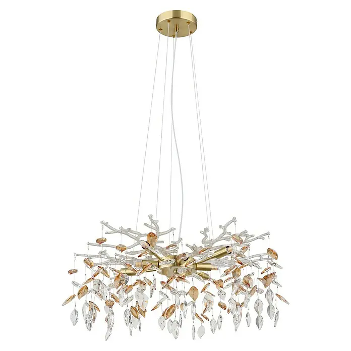 Globo Hängelampe Danna - 8 W, Ø x H: 61 x 120 cm, Gold/Rauchfarben - Elegante Kristall-Hängeleuchte mit goldenen Akzenten. Das filigrane Design verleiht jedem Raum eine luxuriöse Note und sorgt für funkelndes Licht.