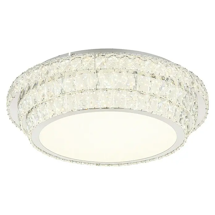 Globo LED-Deckenleuchte rund Klara - 58 W, Klar, Klar, Mehrfarbig, Ø x H: 60 x 15,5 cm - Runde Deckenleuchte mit funkelnden Kristallverzierungen, die ein elegantes Lichtspiel erzeugt.\n