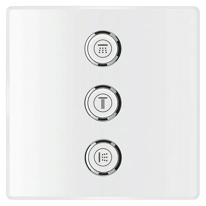 Grohe Grohtherm SmartControl UP-Ventil - Moon White/Chrom, Glänzend, Eckig - Weiße Bedienblende mit drei runden Tastern und Symbolen für Dusche, Temperatur und Strahl.