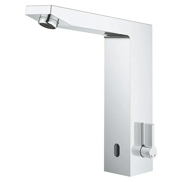 Grohe Eurocube Waschtischarmatur mit Temperaturregulierung, netzbetrieben - Infrarot-Elektronik, Chrom - Moderne, automatische Waschtischarmatur aus Chrom mit Sensor für berührungslose Bedienung und separatem Temperaturregler.